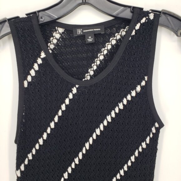 3/$25 INC International Concepts Crochet Knit Dress XS Bodycon Fringe Black - Picture 5 of 9